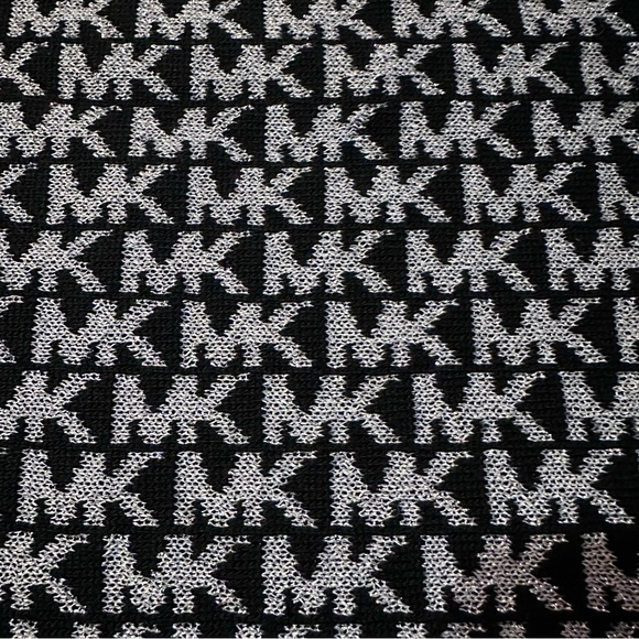 Michael Kors Scarf Black Silver Metallic MK Logo Monogram Designer - Picture 7 of 12